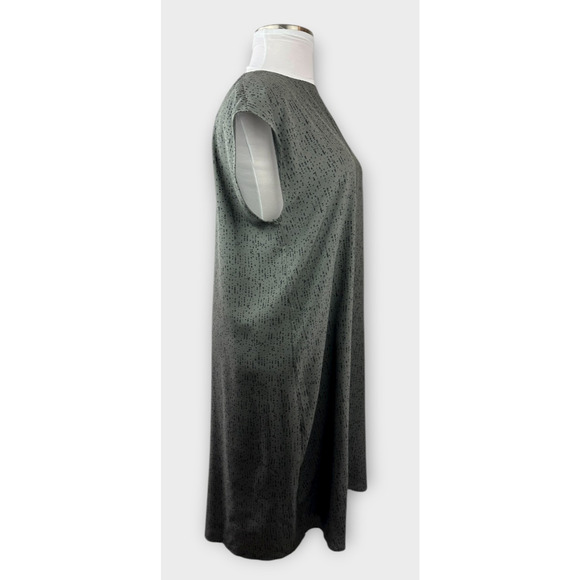Eileen Fisher 100% Silk Round Neck Maxi Shift Dress Gray Black Print Size Large - Picture 6 of 16